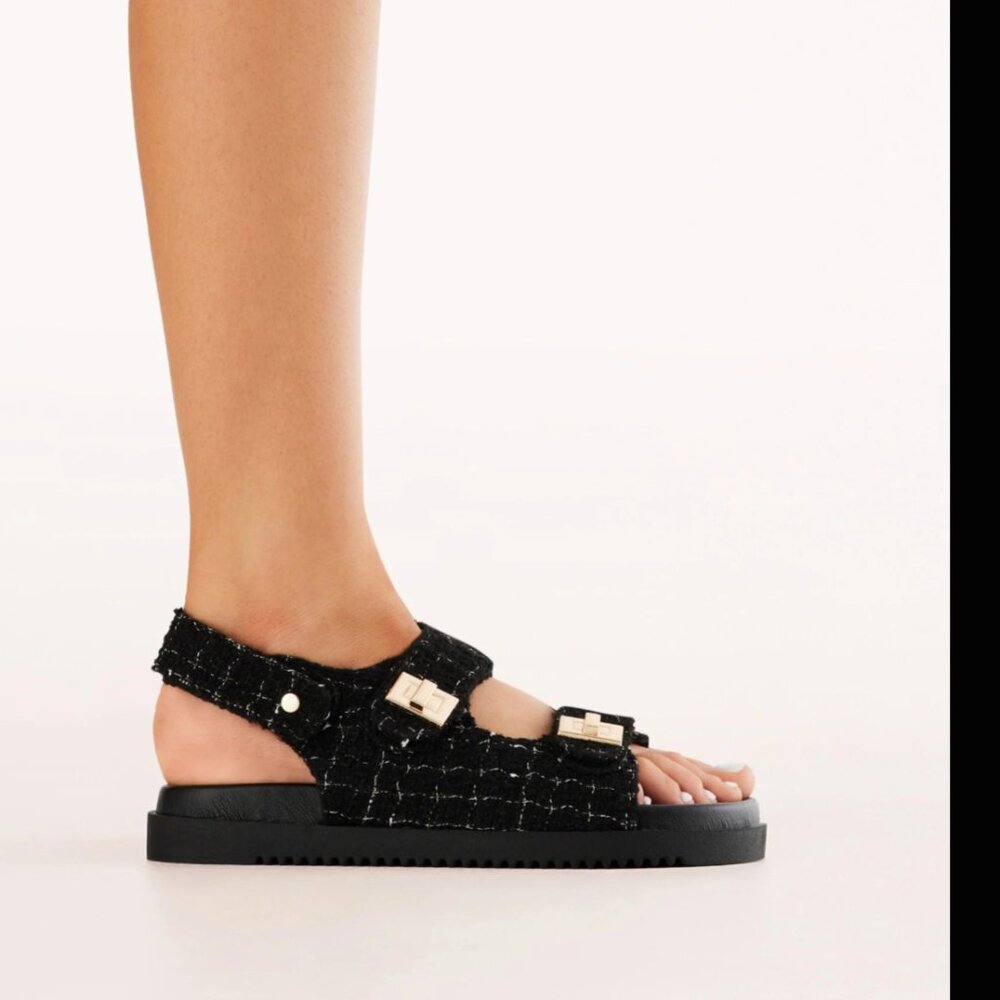 Lillian Black Boucle Sandals